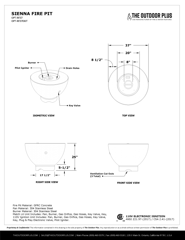 The Outdoor Plus Sienna Concrete Fire Pit