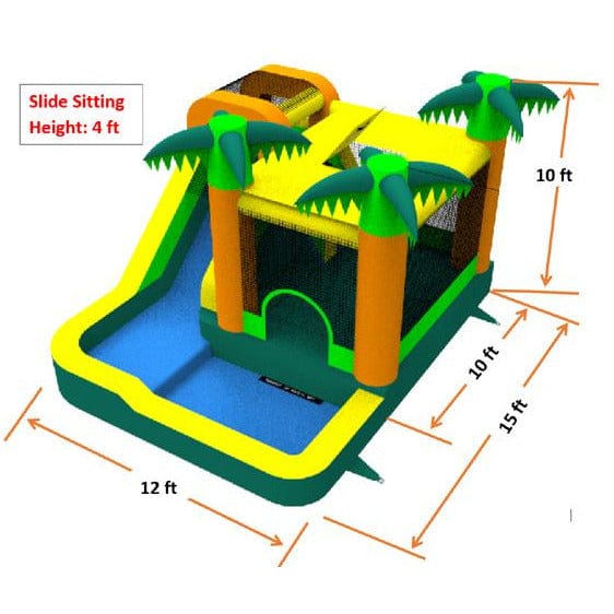 15' Palm Tree Combo Moonwalk Jump House with Water Slide