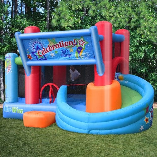 KIDWISE Celebration Bounce House and Tower Slide - backyardplaystore